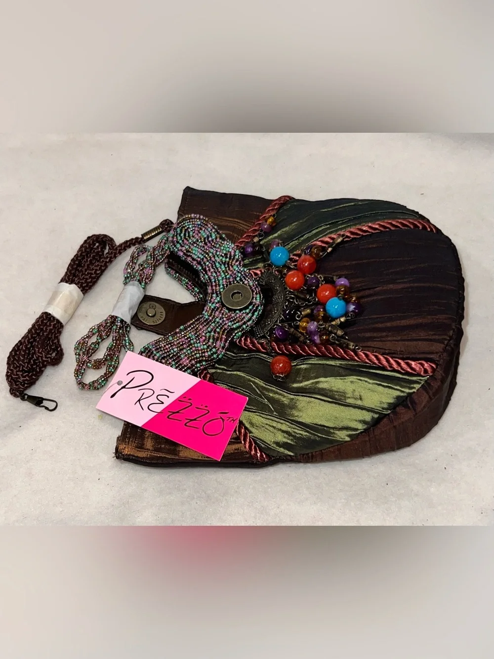 Vintage Prezzo Handcrafted Multicolor Beaded Boho Bag